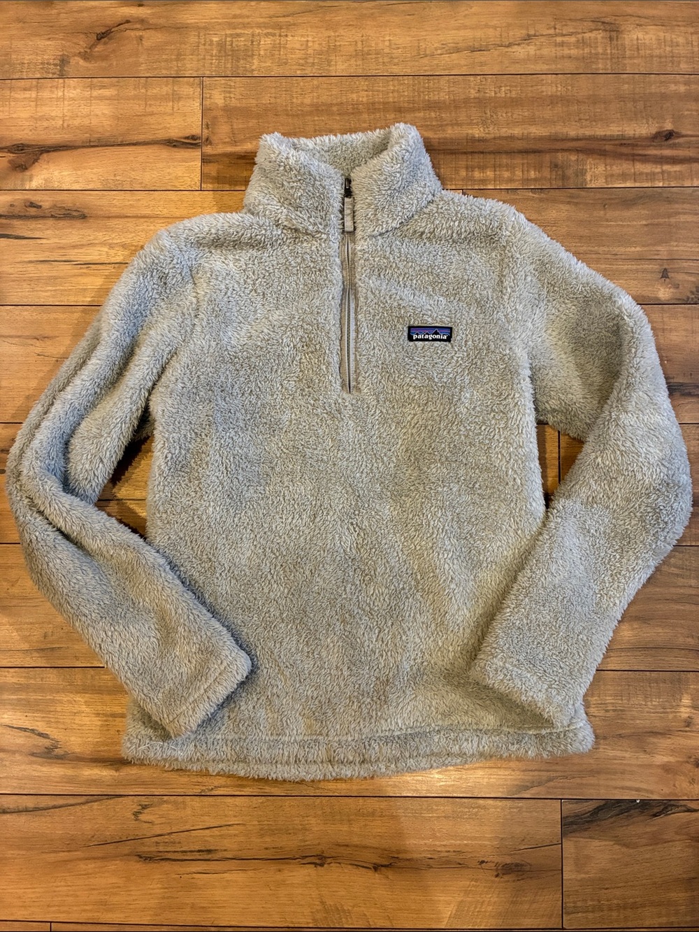 Patagonia Light Gray Sherpa Quarter-Zip Pullover